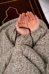 Namaz Chaddar With Sleeves - Grey Floral