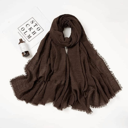 Viscose Crimps Hijab- Chocolate Brown