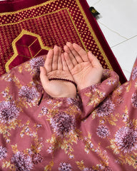 Namaz Chaddar With Sleeves - Pink Bloom