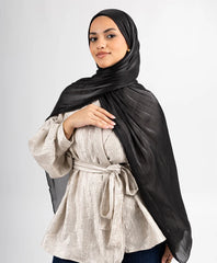 Organza Silk Hijab - Black