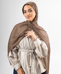 Organza Silk Hijab - Mocha