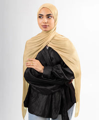 Organza Silk Hijab - Sand Beige
