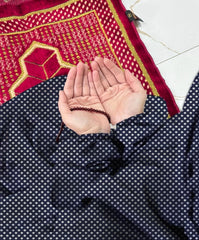Namaz Chaddar With Sleeves - Navy Blue