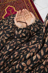 Namaz Chaddar With Sleeves - Black Petal
