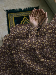 Namaz Chaddar With Sleeves - Brown Blossom