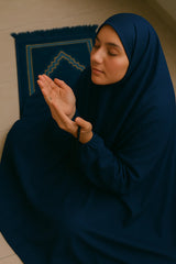 Namaz Chaddar With Sleeves - Plain Navy Blue