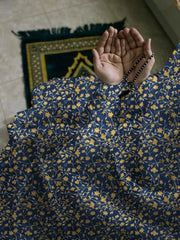 Namaz Chaddar With Sleeves - Navy Blue