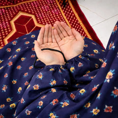 Namaz Chaddar With Sleeves - Navy Blossom