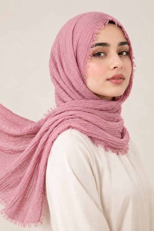 Winter Crimps Hijab - Tea pink 1