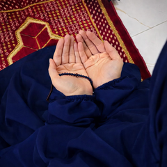 Namaz Chaddar With Sleeves  - Plain Navy Blue