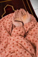 Namaz Chaddar With Sleeves  - Pink Bloom