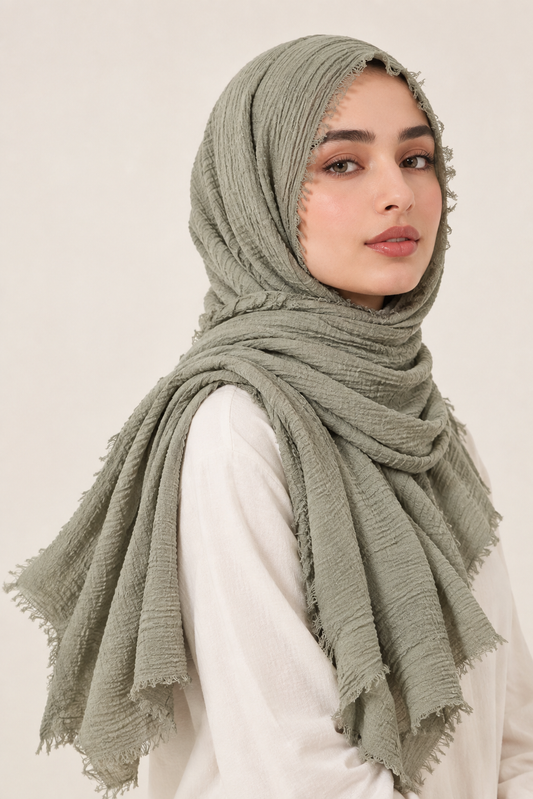 Crimps Hijab- Pistachio