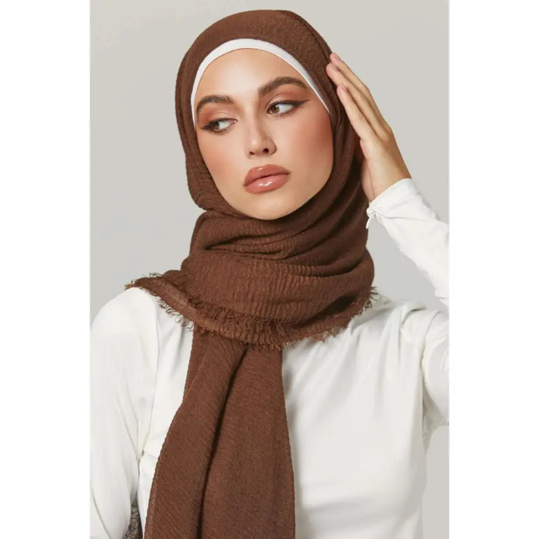 Crimps Hijab - Brown