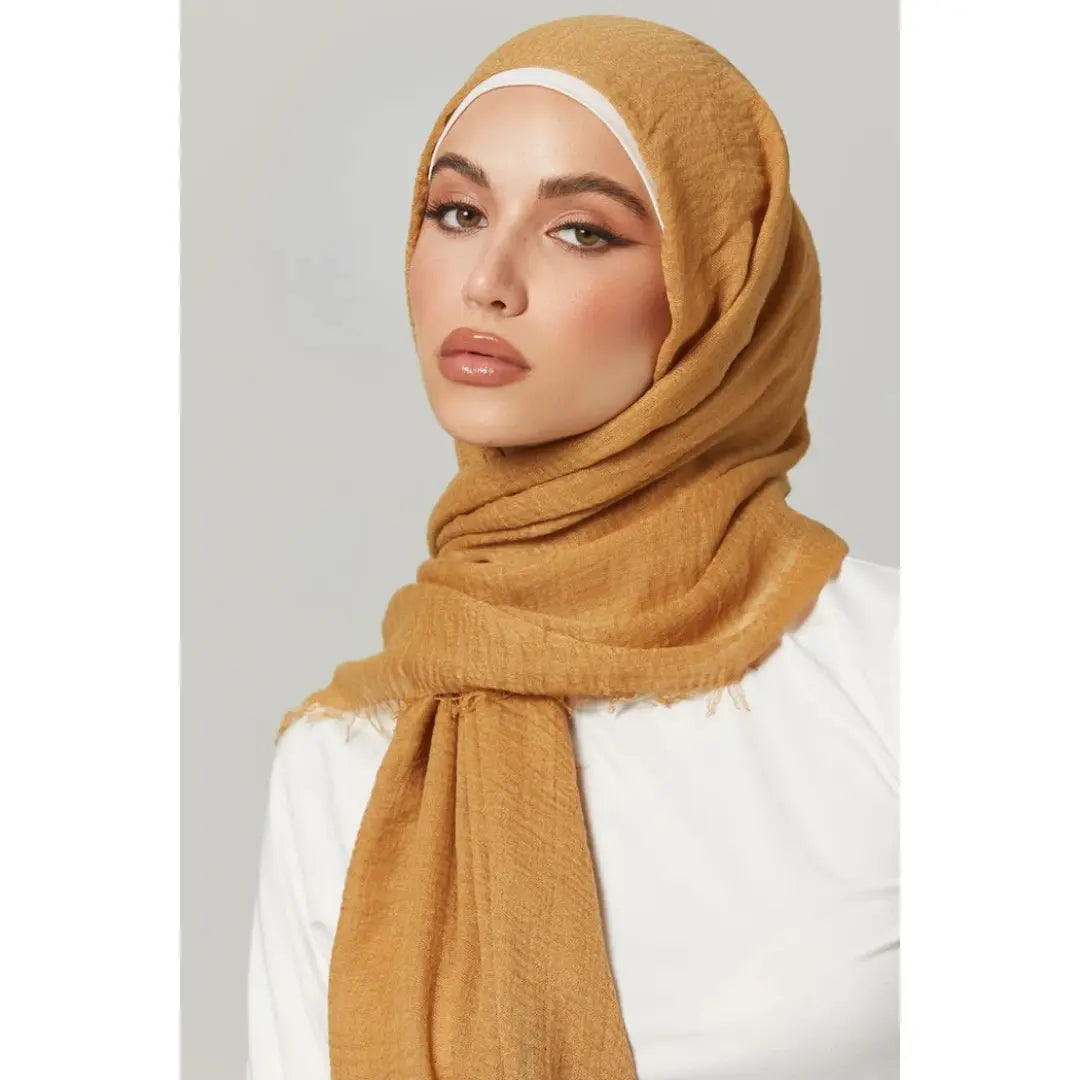 Crimps Hijab - Mustard