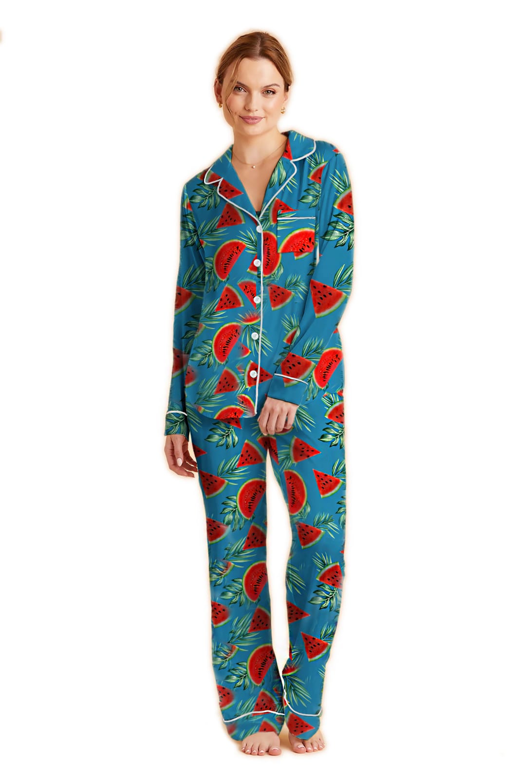 Tropical Watermelon Summer Silk Pajama Set - TWP-007