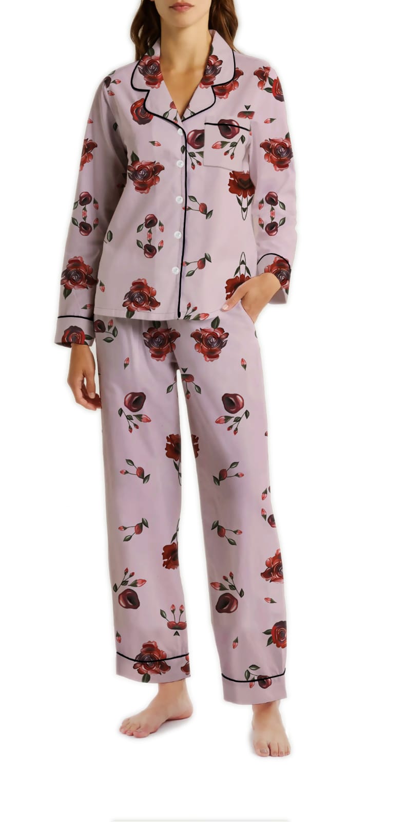 Rose Blossom Summer Silk Pajama Set - RBP-006