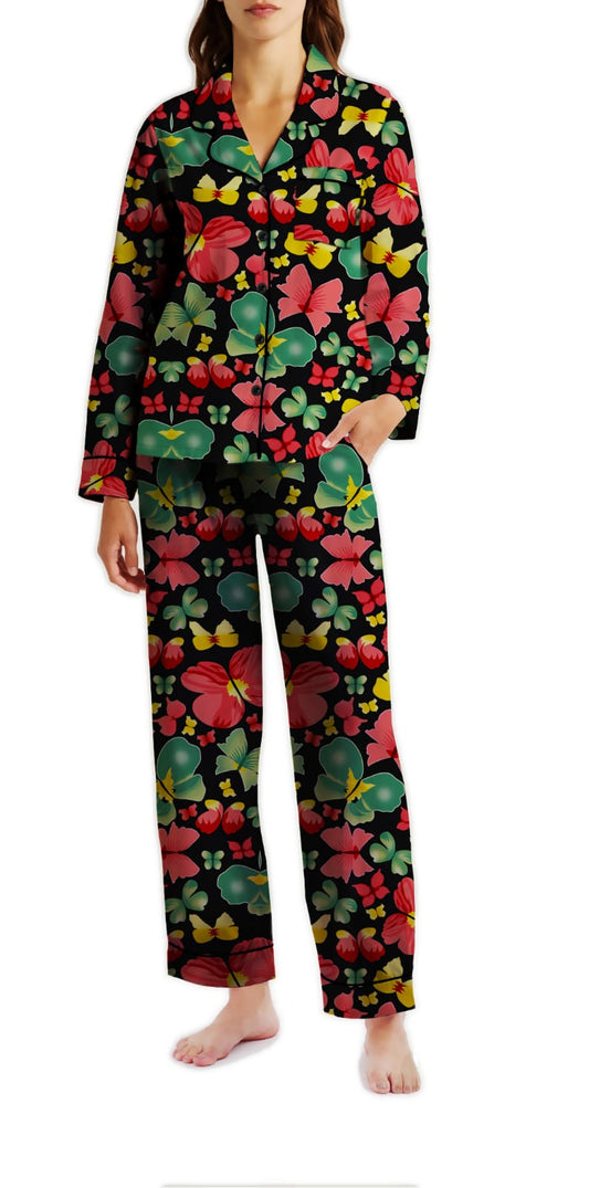 Floral Garden Summer Silk Pajama Set - FGN-001