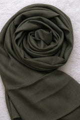 Matt Silk Hijab - Olive Green
