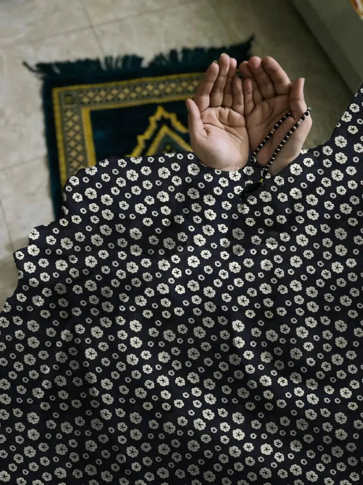 Namaz Chaddar With Sleeves  - Black