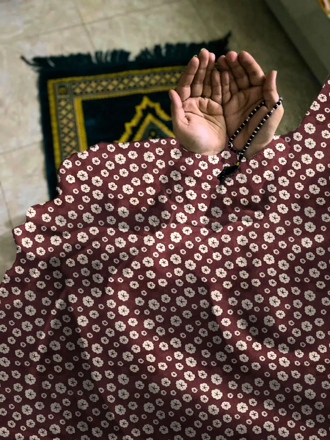 Namaz Chaddar With Sleeves  - Deep Maroon