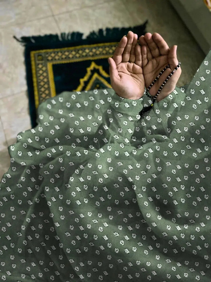Namaz Chaddar With Sleeves  - Olive Green
