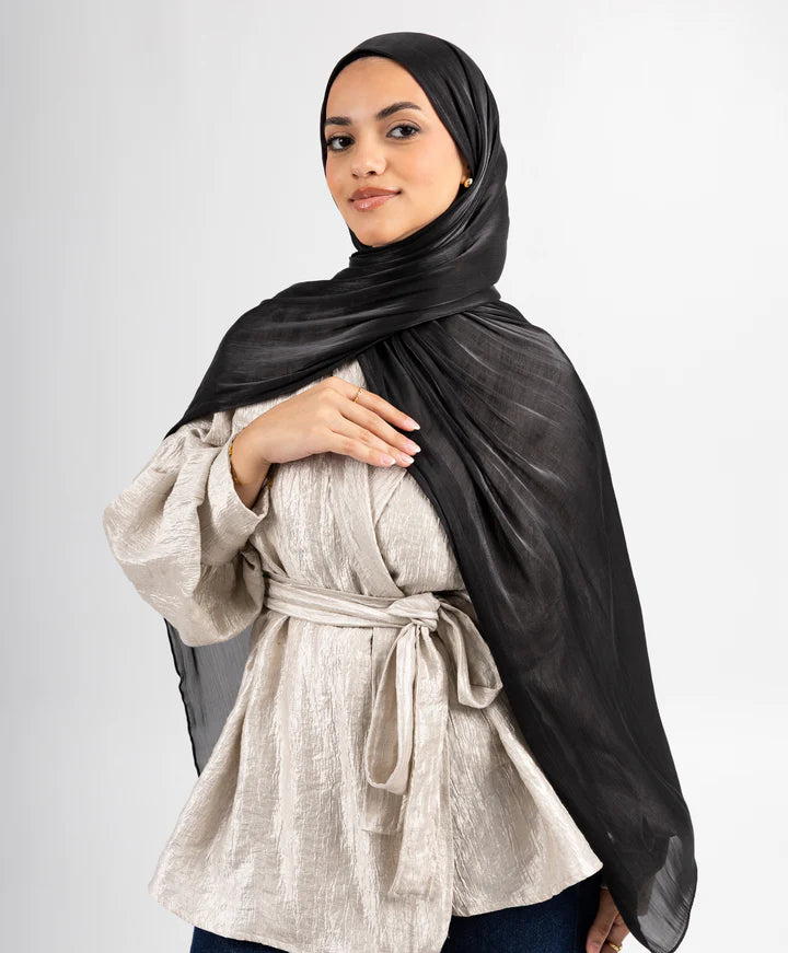 Organza Silk Hijab - Black