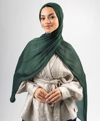 Organza Silk Hijab - Dark Green