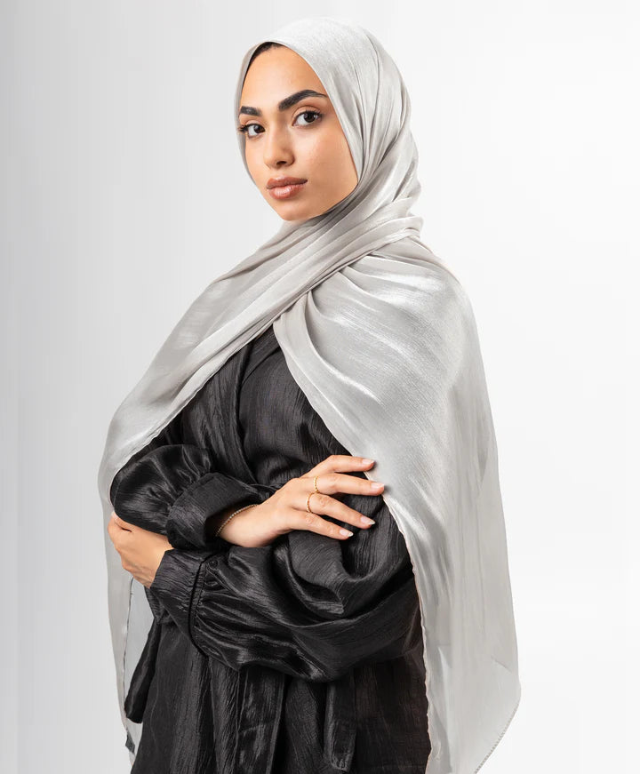 Organza Silk Hijab - Grey
