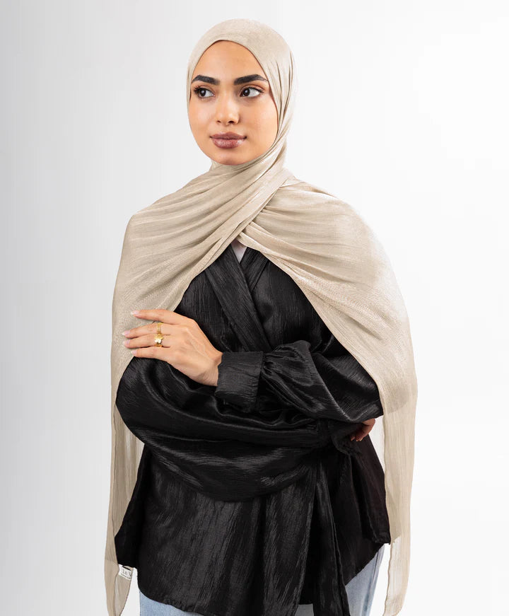 Organza Silk Hijab - Light Cafe