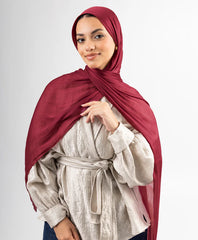 Organza Silk Hijab - Maroon