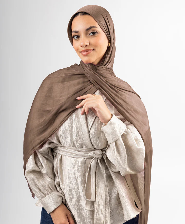 Organza Silk Hijab - Mocha
