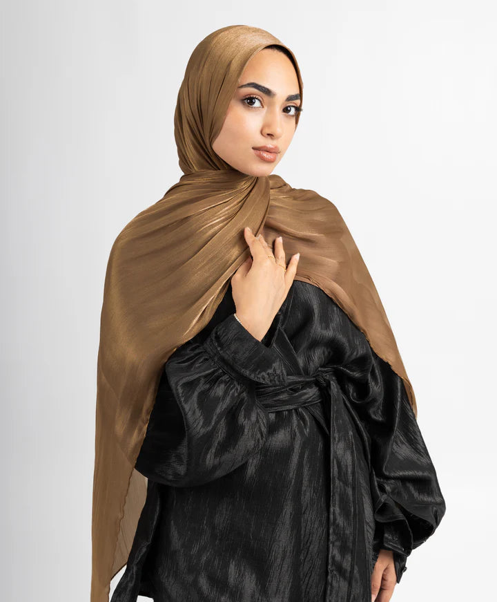 Organza Silk Hijab - Peanut Brown