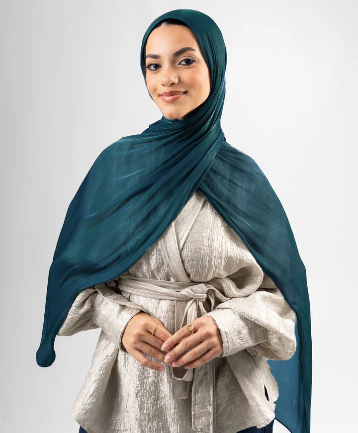 Organza Silk Hijab - Teal