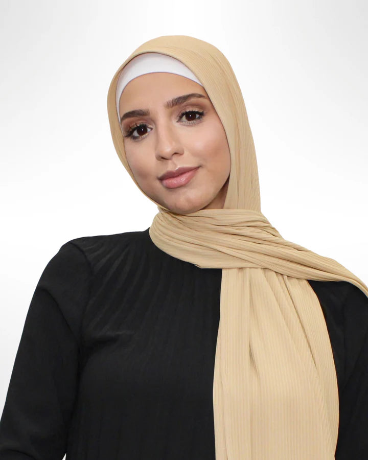 Ribbed Jersey Hijab - Beige