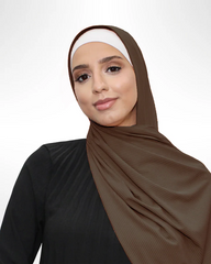 Ribbed Jersey Hijab - Chocolate