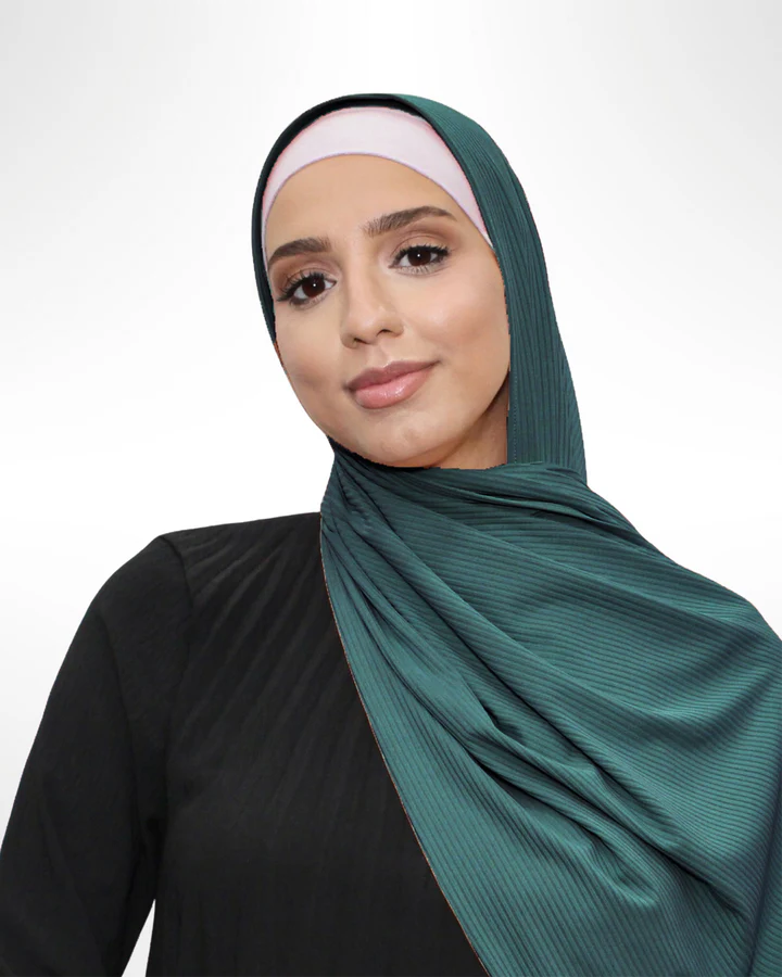 Ribbed Jersey Hijab - Mineral Green