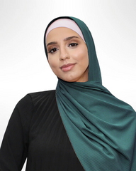 Ribbed Jersey Hijab - Mineral Green