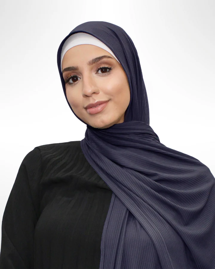 Ribbed Jersey Hijab - Oxford Blue