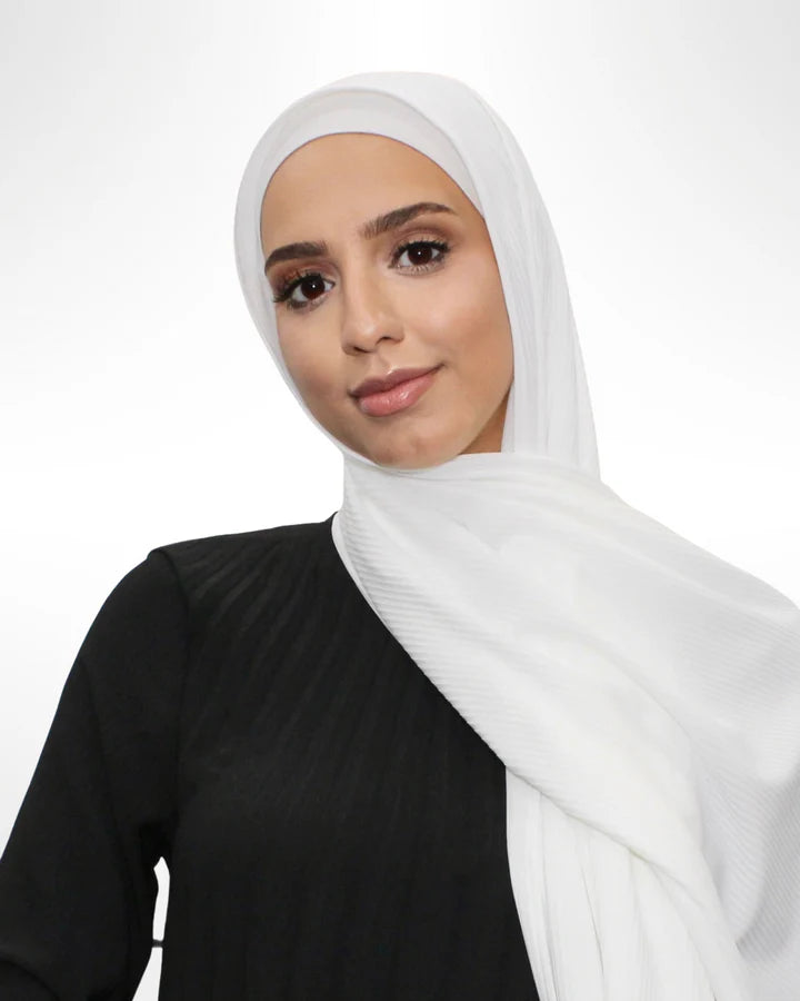 Ribbed Jersey Hijab - White