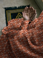 Namaz Chaddar With Sleeves  - Coral Peach