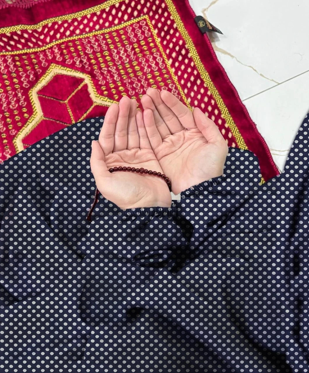 Namaz Chaddar With Sleeves - Navy Blue