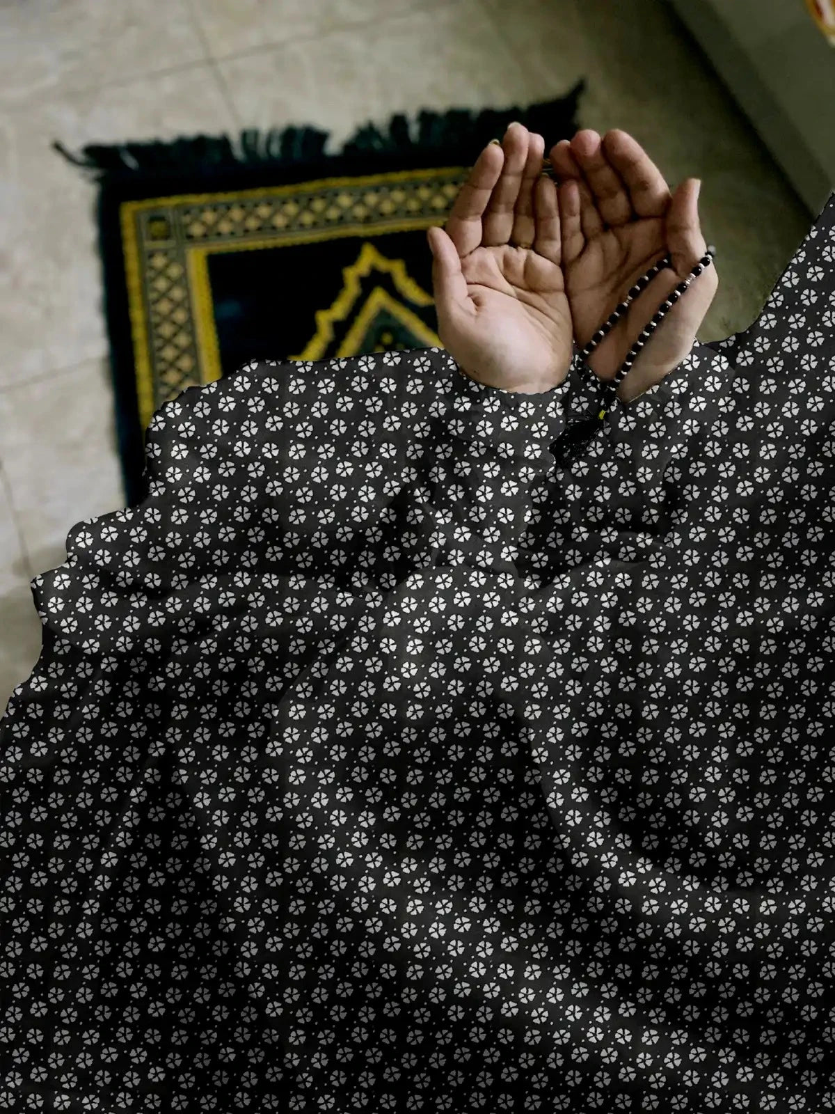 Namaz Chaddar With Sleeves  -  Black Chaddar