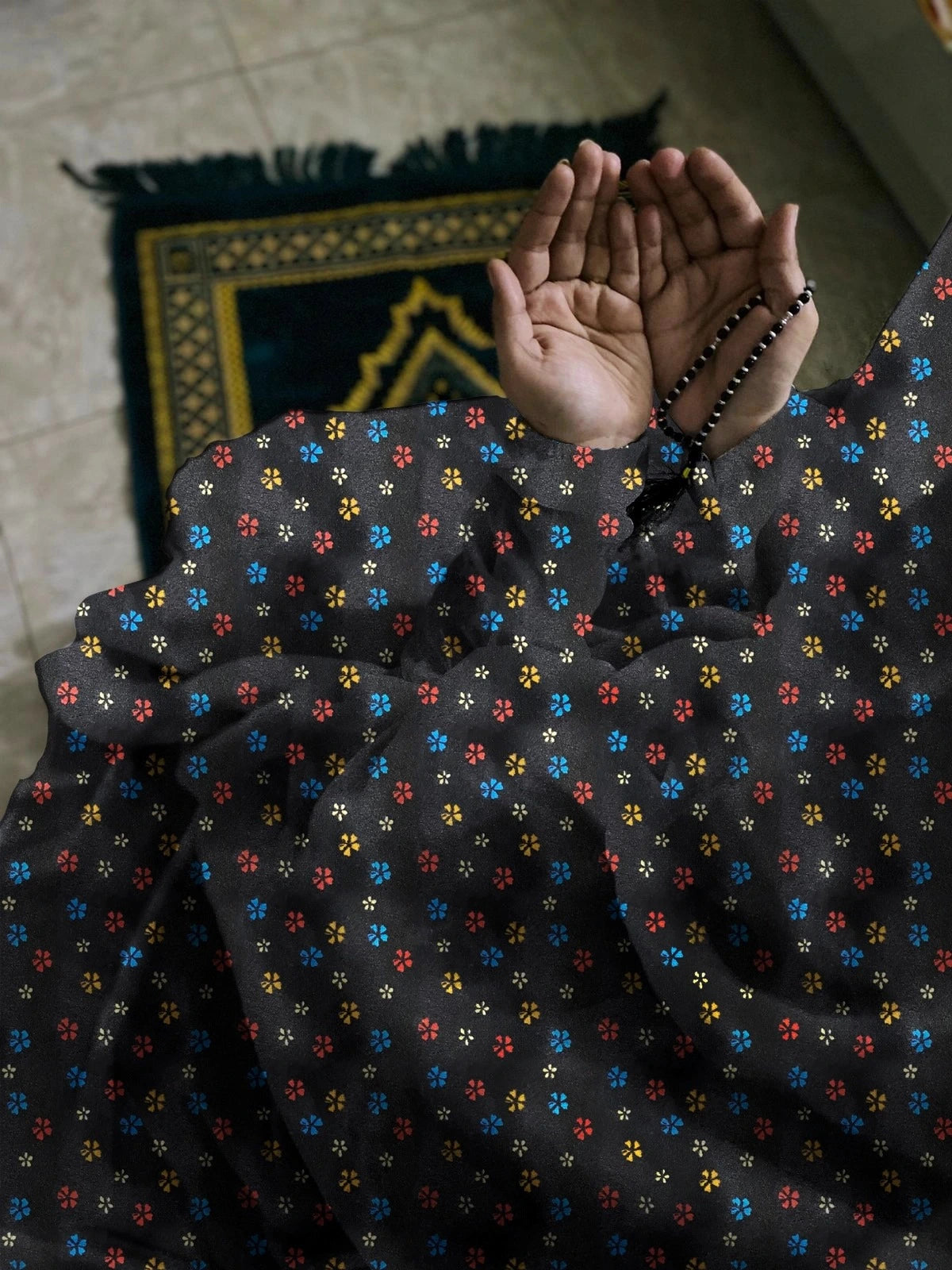 Namaz Chaddar With Sleeves  -  Black Chaddar