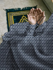 Namaz Chaddar With Sleeves  - Flower Black