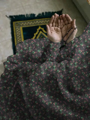 Namaz Chaddar With Sleeves  - Black Rose