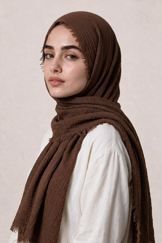 Viscose Crimps Hijab-Mouse Brown