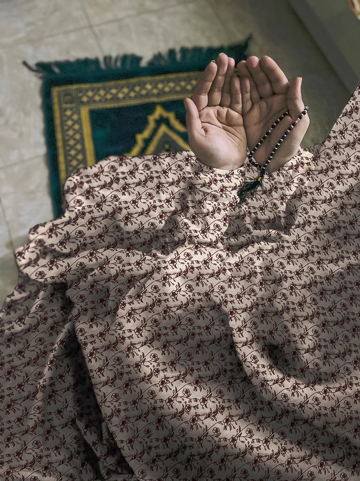 Namaz Chaddar With Sleeves  - Pastel Pink