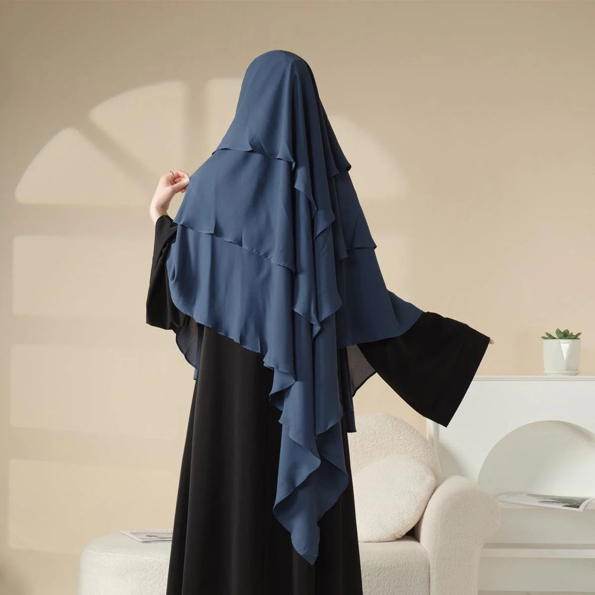 Three Layer Khimar - Navy Blue