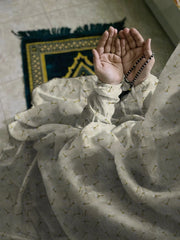 Namaz Chaddar With Sleeves  - Light Cream