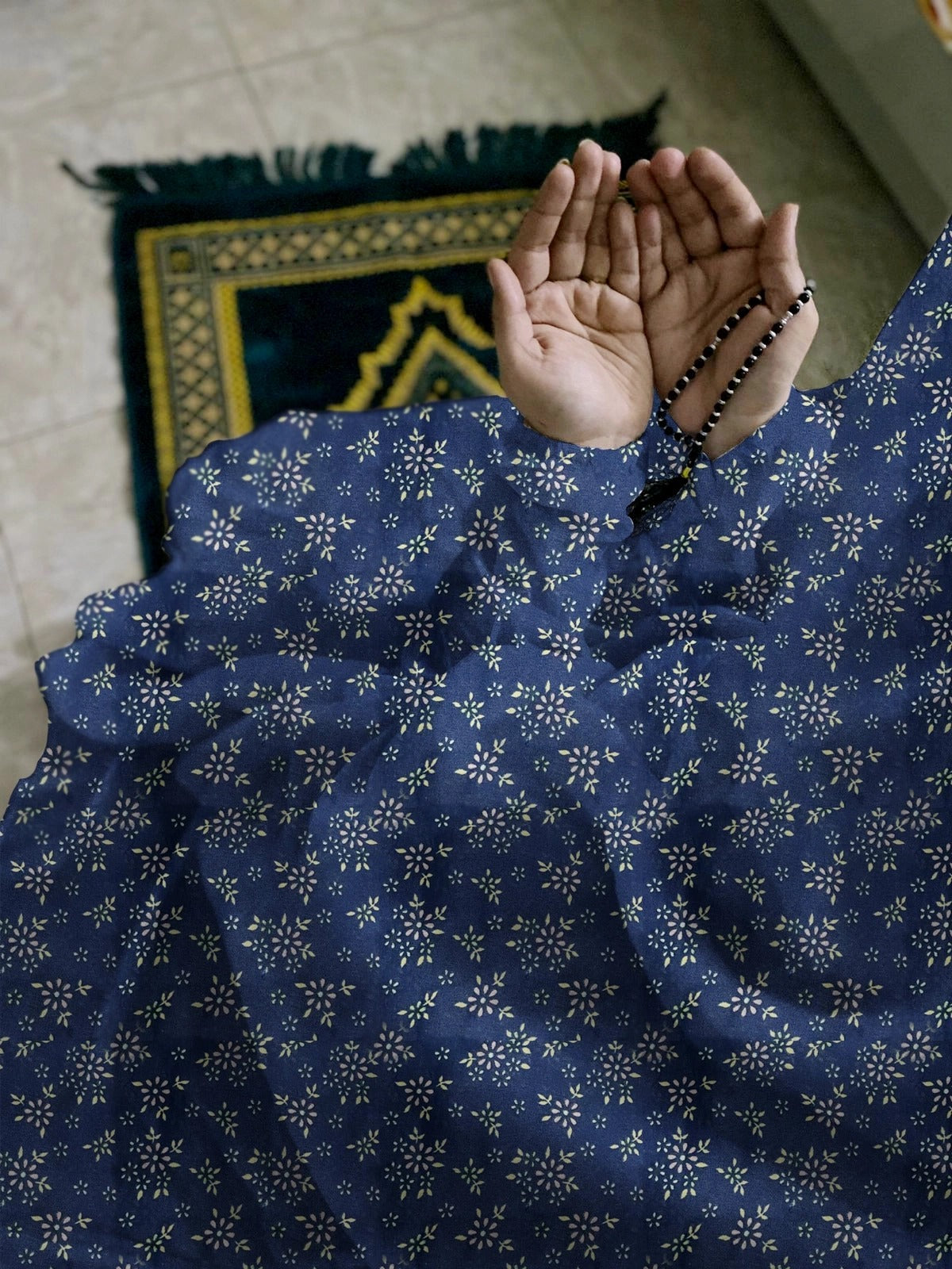 Namaz Chaddar With Sleeves - Navy Blue